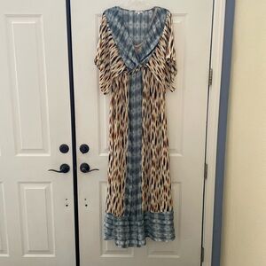 Kiyonna PLUS Maxi Meadow Dream Womens 1X Flutter Sleeves Animal Print Geometric